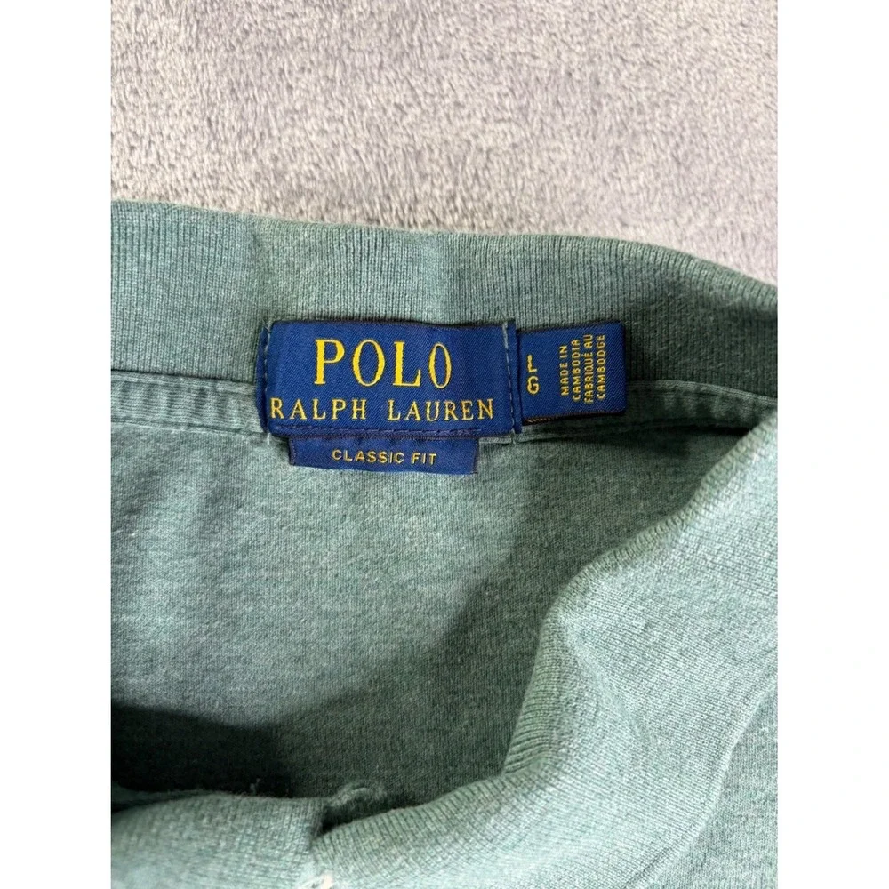Polo Ralph Lauren Classic Fit Men Size L Heather Green Short Sleeve Shirt